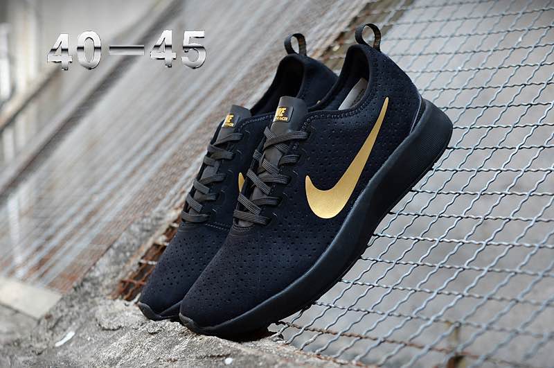 Women Nike Dualtone Racer Premium Black Gold Shoes - Click Image to Close